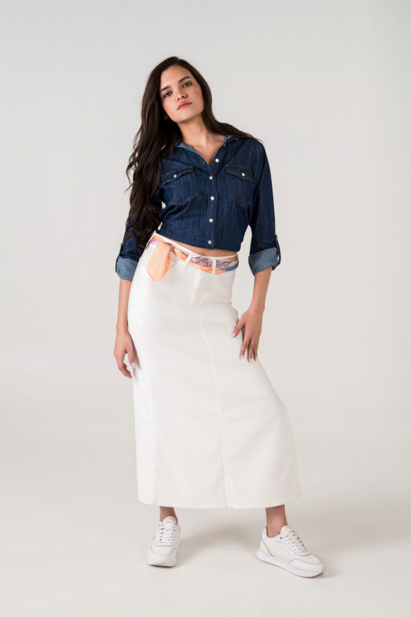 FALDA MUJER REGULAR HIGH WAIST MAXI SIDE SLITR CRUDO FW5