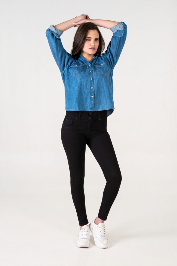 JEAN MUJER SKINNY HIGH WAIST PUSH UP JAZWER NEGRO SS5