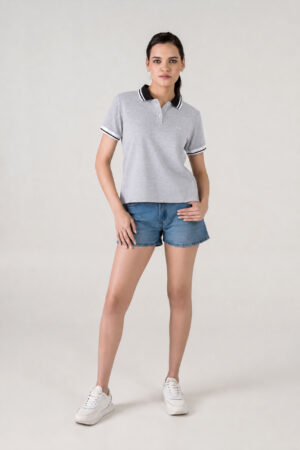 CAMISETA MUJER REGULAR POLO LYCRA GRIS CLARO SS5