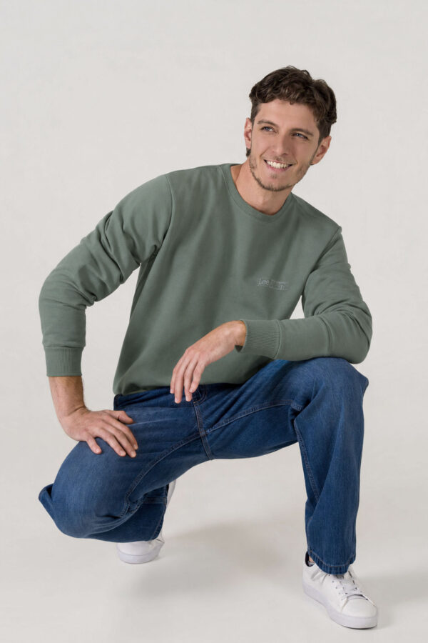 BUZO HOMBRE REGULAR BASIC CREW SMALL LOGO SWS VERDE SS5