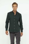 Vista Frontal Camisa Hombre regular custom Verde militar SS3 de Marca Lee