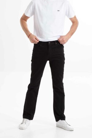 Vista lateral de jean de color negro de marca lee