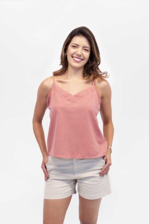 Vista Frontal Top Mujer Regular V NeckLine SS4 de Marca Lee