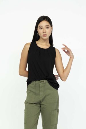 Vista Fronta Top Mujer Regular Sleeveless Shirred SS3 de Marca Lee