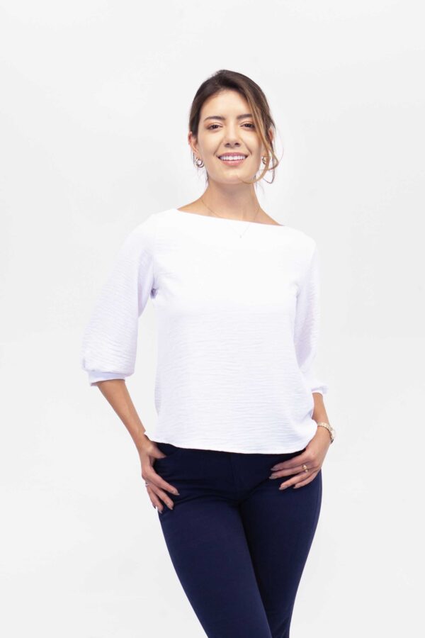 Blusa Mujer Regular 3/4 Ballon Sleeve Blanco  SS4