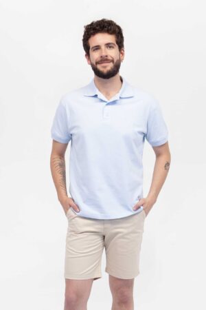 Camiseta Hombre Relax Polo Pique Celeste