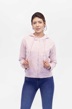 Vista Frontal Chompa Regular Basic Zip Through Rosado SS4 de Marca Lee Vista Frontal Chompa Regular Basic Zip Through Rosado SS4 de Mar