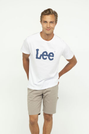 Vista Frontal Camiseta Hombre Regular Woobly Logo Tee Blanco SS3 de Marca Lee