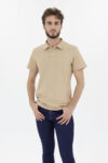 Vista Frontal Camiseta Hombre Regular Jersey Polo Caqui Fw4 de Marca