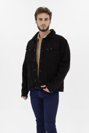 Chaqueta Hombre Regular sherpa Negra Fw4