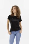 Vista Frontal Camiseta Mujer Regular Logo Negro 2 Fw4