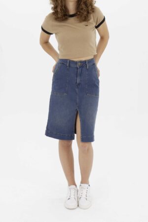 Vista Frontal Falda Mujer regular Midi Stone Dirty Fw4