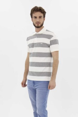 Camiseta Hombre Relax Pique Polo Rayas Beige Fw4