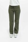 Pantalón mujer straight high waist military verde fw5