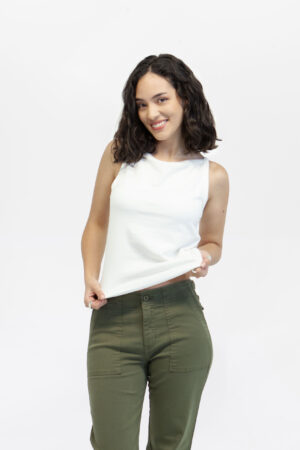 Top mujer slim seasonal square neck crema fw5