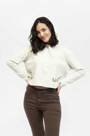 Chompa mujer relax clean cropped beige fw5