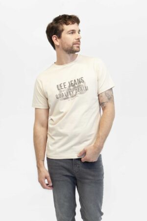 camiseta hombre regular basic graphic beige fw5