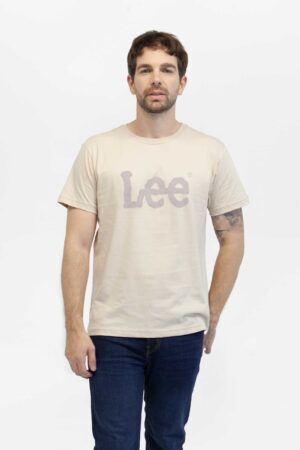 camiseta hombre regular woobly logo tee beige fw5