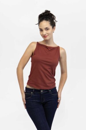 Top mujer slim seasonal square neck Terracota fw5