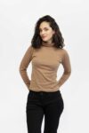 Camiseta mujer regular turtleneck manga larga café claro fw5