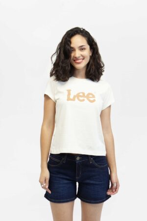 camiseta mujer regular logo tee crema