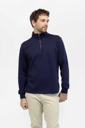 Buzo hombre regular essential half zip azul fw5