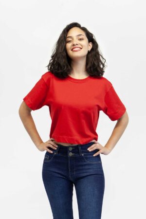 camiseta mujer relax cropped boxy rojo fw5