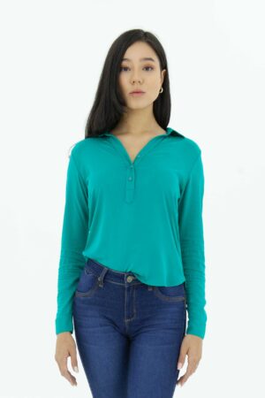 Vista Frontal Blusa mujer regular bren blouse m/l verde SS3 de marca lee