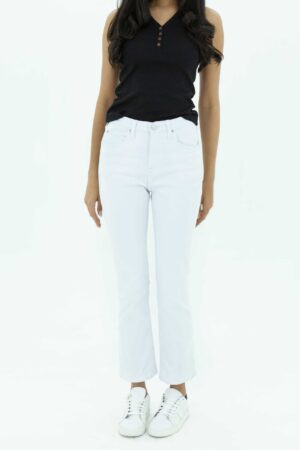 Vista frontal Jean Mujer classic Straight blanco SS3 de marca lee