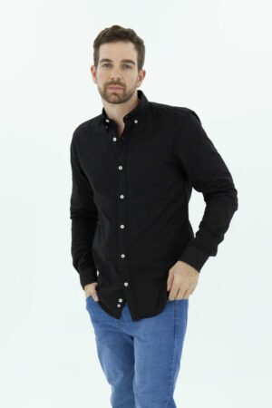 Vista frontal Camisa Hombre Regular Custom Negro SS3 marca lee