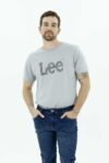 Vista Frontal Camiseta hombre regular woobly logo tee gris SS3 marca lee