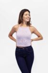Vista Frontal Top Mujer Slim Cropped Halter Lila SS4 de Marca Lee