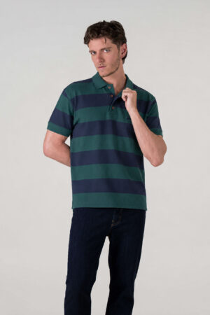 CAMISETA HOMBRE RELAX PIQUE POLO RAYAS VERDE SS5