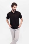 Vista Frontal Camiseta Hombre Relax Pique Polo Negro SS4 de Marca Lee