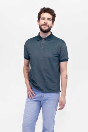 Vista frontal Camiseta Hombre Relax Pique Polo Verde Militar SS4 de marca Lee