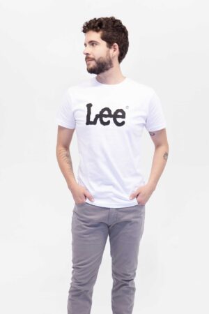 Vista Frontal Camiseta Hombre Regular Woobly Logo Tee Blanco SS4 de marca Lee