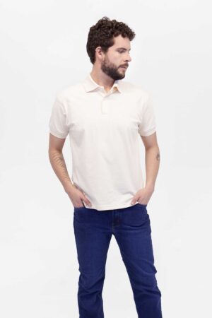 Vista Frontal Camiseta Hombre Relax Pique Polo Crema SS4 de Marca Lee
