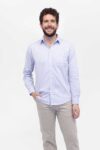 Vista Frontal Camisa Hombre Relax Joston Celeste SS4 de Marca Lee