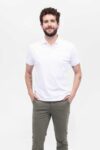 Vista Frontal Camiseta Hombre Relax Pique Polo Blanco SS4 de Marca Lee
