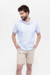 Vista Frontal Camiseta Hombre Relax Pique Polo Celeste SS4 de marca Lee Vista Frontal Camiseta Hombre Relax Pique Polo Celeste