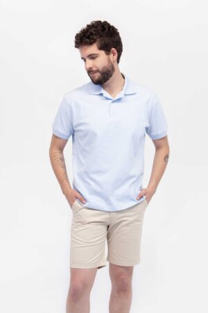 Vista Frontal Camiseta Hombre Relax Pique Polo Celeste SS4 de marca Lee Vista Frontal Camiseta Hombre Relax Pique Polo Celeste