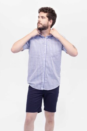 Vista Frontal Camisa Hombre Relax Joston Azul SS4 de marca Lee