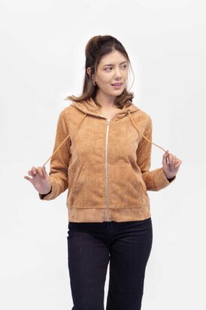 Vista Frontal Chompa Regular Basic Zip Through Café SS4 de Marca Lee