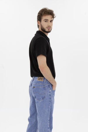 Camiseta Hombre Regular Jersey Polo Negro Fw4