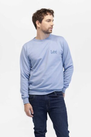 Buzo hombre basic crew medium logo celeste fw5