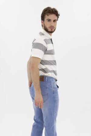 Camiseta Hombre Relax Pique Polo Rayas Beige Fw4