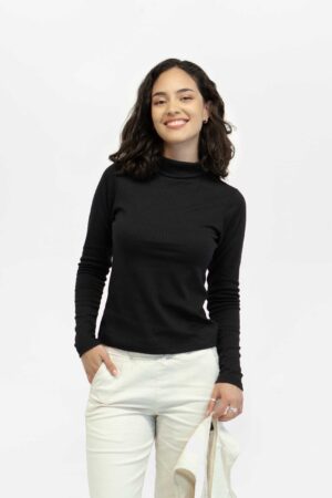 camiseta mujer regular turtleneck negro fw5