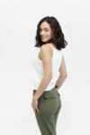 Top mujer slim seasonal square neck crema fw5