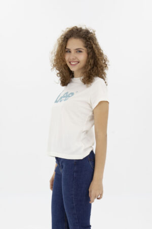Vista Frontal Camiseta Mujer Regular Logo Crudo Fw4