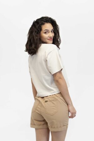 camiseta mujer relax cropped boxy beige fw5